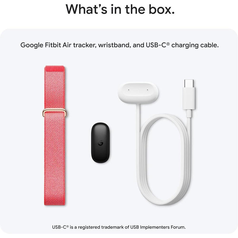 Google Fitbit Air, rastreador de actividad sin pantalla, con seguimiento fitness, ritmo cardíaco y sueño. Coaching IA personalizado