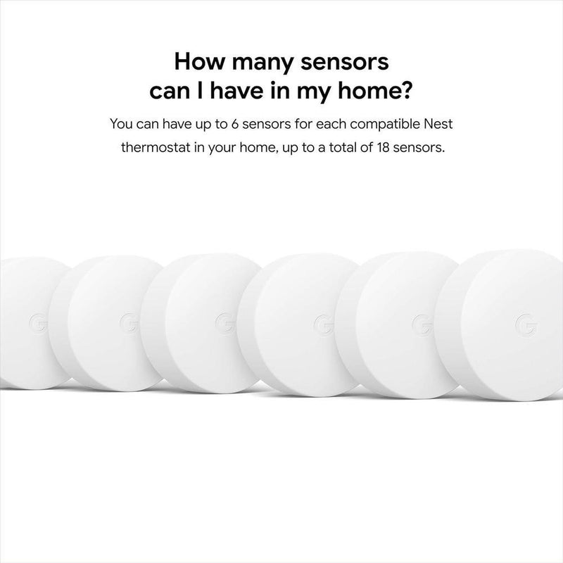 Google Sensor de temperatura Nest compatible con termostatos Nest. Incluye 3 sensores para control de clima en varios espacios del hogar