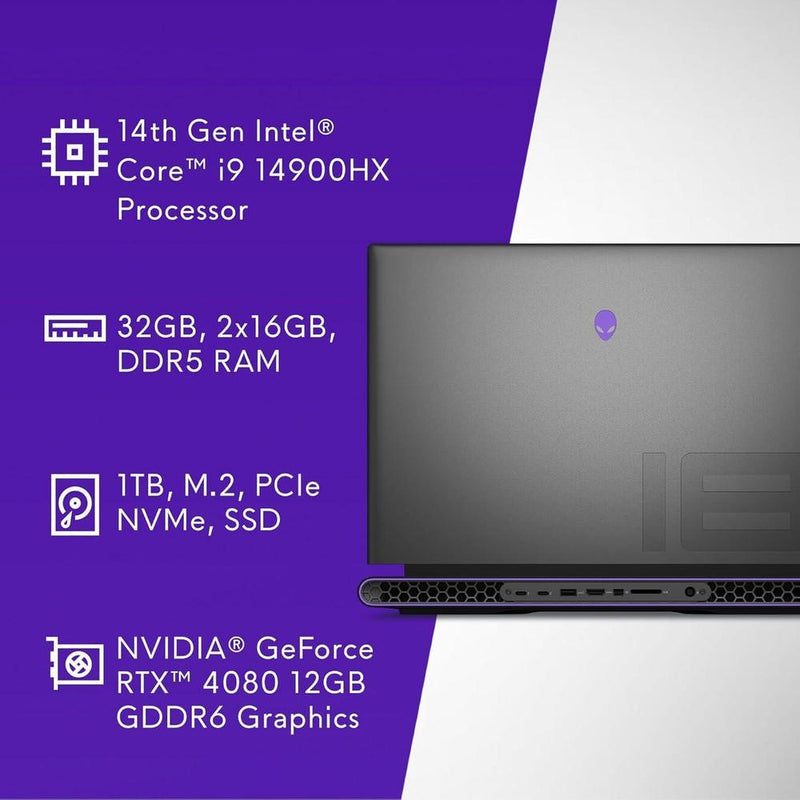Alienware Portátil Para Juegos M18 R2 18" QHD+ 165Hz I9 32GB 1TB RTX 4080 Luna