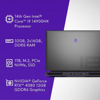 Alienware Portátil Para Juegos M18 R2 18" QHD+ 165Hz I9 32GB 1TB RTX 4080 Luna