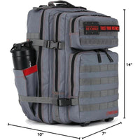 Mochila táctica WOLFpak de 45L color yunque gris para camping, senderismo, gimnasio, personalizable con parches y resistente al agua