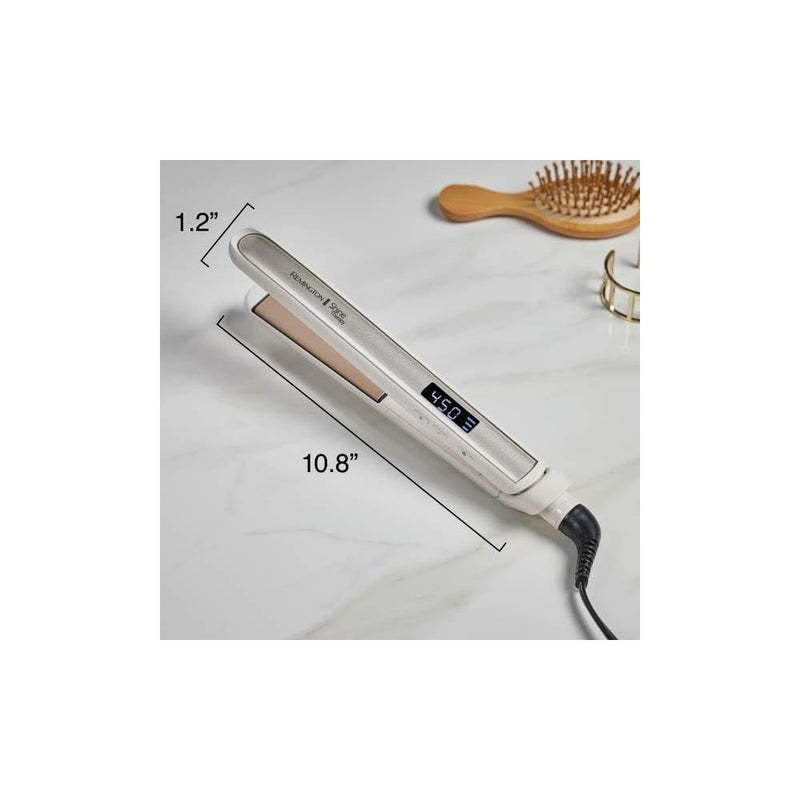 Plancha Remington Shine Therapy infundida con aceite de argán y queratina para un acabado profesional y sin encrespamientos