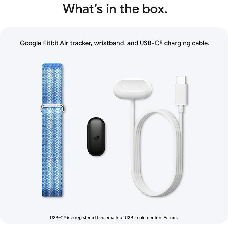 Google Fitbit Air - Rastreador de Actividad Sin Pantalla con Seguimiento de Fitness, Frecuencia Cardíaca y Sueño Inteligente