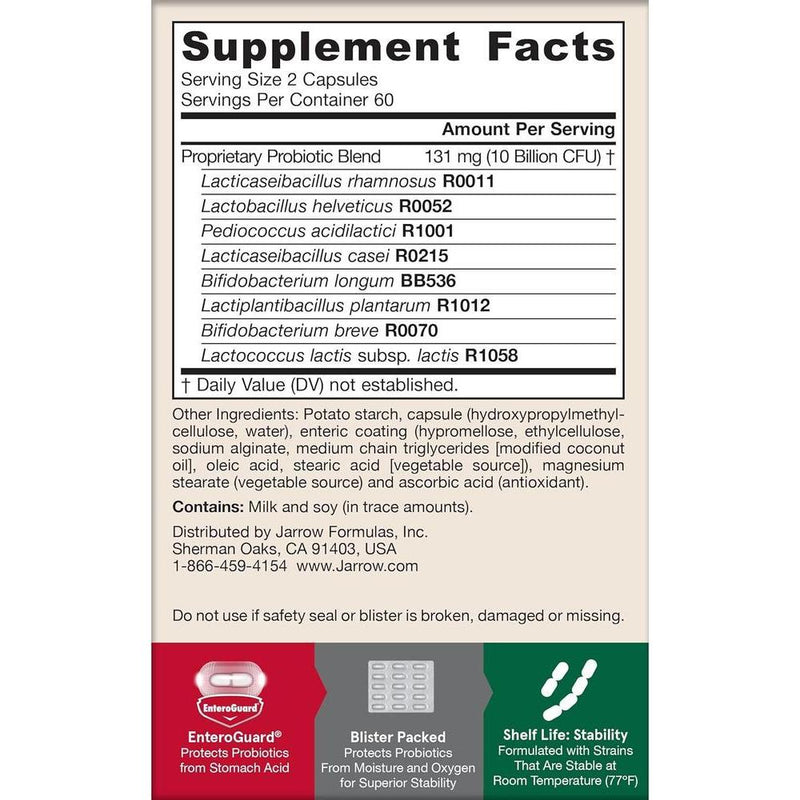 Jarrow Formulas Jarro-Dophilus EPS, 10 mil millones de células, apoya función y salud intestinal, 120 cápsulas vegetales
