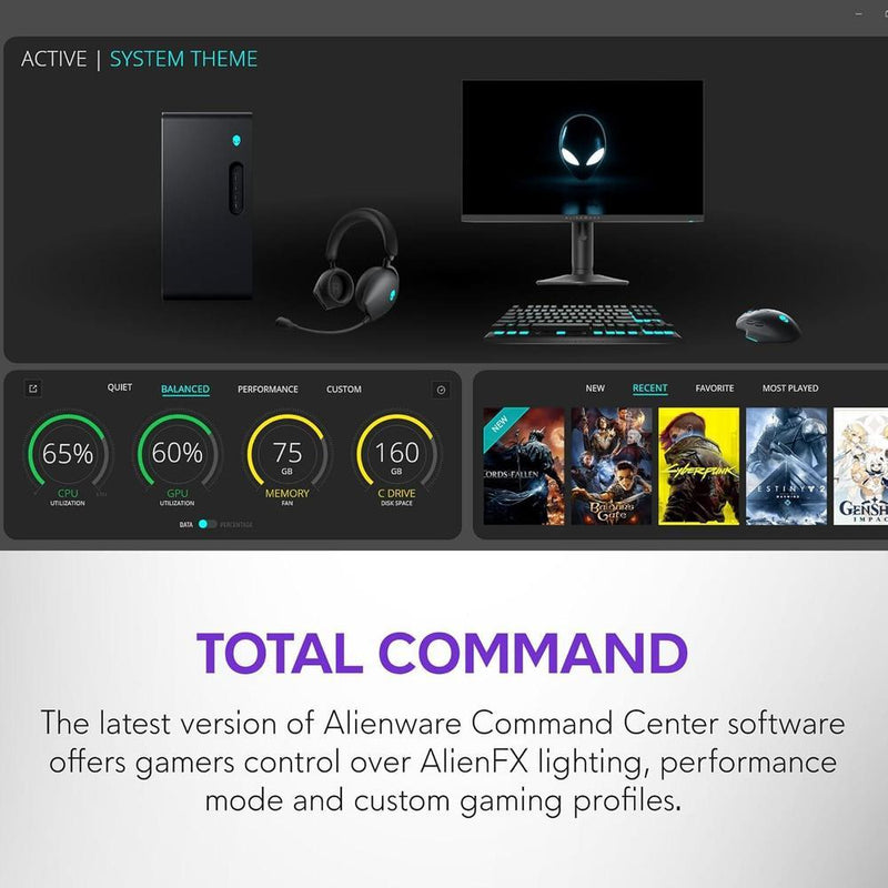 Alienware Aurora ACT1250, Intel Core Ultra 7, 32GB RAM, 1TB SSD, NVIDIA RTX 5070, Windows 11 Home, PSU Platinum, Panel Claro