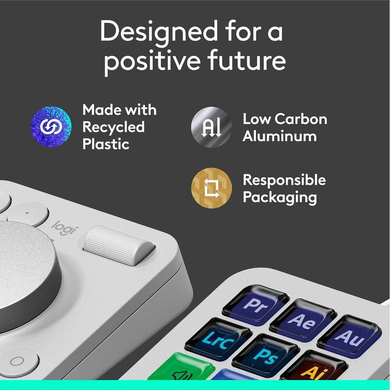 Logitech MX Creative Console con 9 teclas LCD personalizables y dial de control para Adobe y Spotify, gris pálido