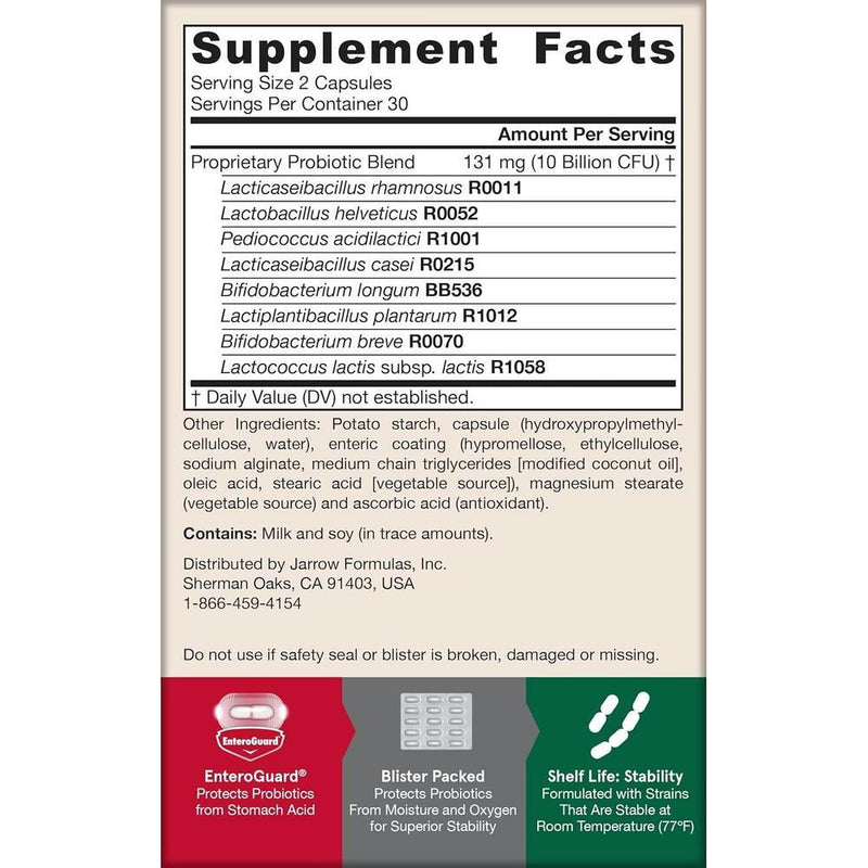 Jarrow Formulas Jarro-Dophilus EPS con 10 mil millones de UFC para apoyo intestinal, cápsulas veganas para hombres y mujeres