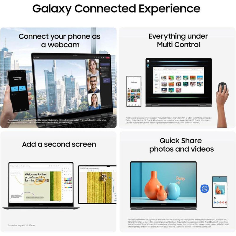 Samsung Galaxy Book5 Pro 360 Copilot+ PC, computadora AI con procesador Intel Core 7 Ultra, pantalla táctil 3K AMOLED, S Pen, 120Hz, Dolby Atmos