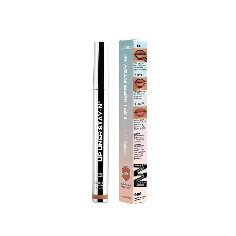 Sacheu Lip Liner STAY-N Peel Off Tinte labial resistente al agua, con ácido hialurónico y vitamina E, mate, vegano y libre de crueldad