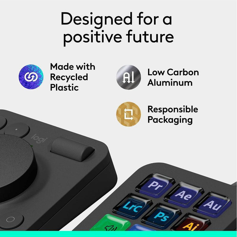 Consola Creativa Logitech MX con 9 teclas LCD personalizables, dial de control, incluye membresía Adobe Cloud 3 meses