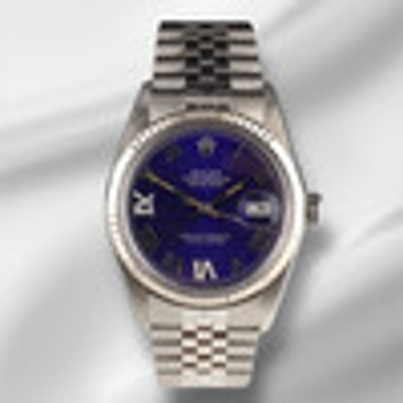 Bulova Men's Watch Marc Anthony Quartz Blue Dial Brown Leather Strap 96A313