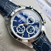 Seiko Spirit Blue Dial Leather Band Chronograph Men's Watch SBTR019