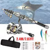 Kit Caña de pescar telescópica portátil y carrete línea de pesca equipo de pesca