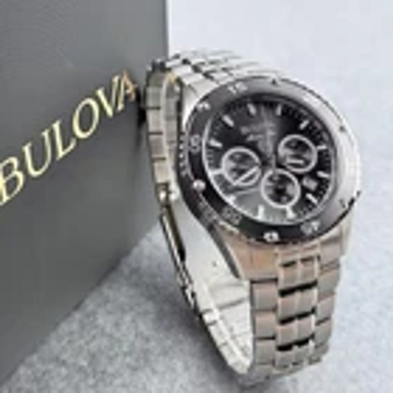Bulova Marine Star 98B401 Men's Chronograph Quartz Black Dial Watch 41.5mm