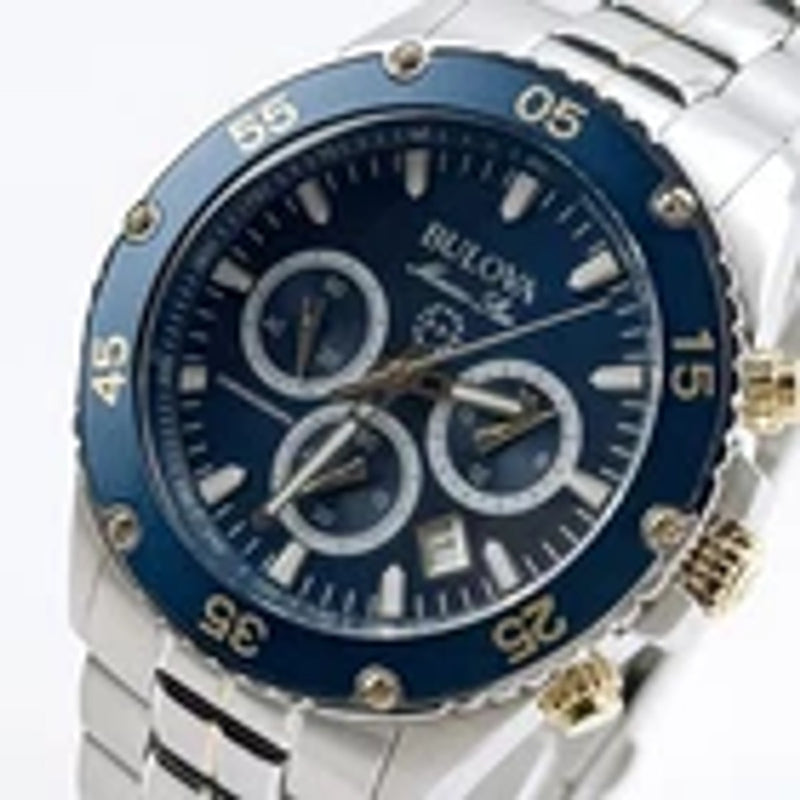 Bulova Men's Marine Star Chronograph Quartz Blue Dial Stainless Watch 98B400