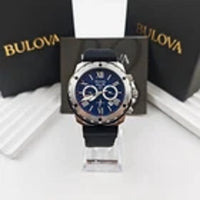 Bulova Marine Star 98B258 Blue Dial Black Rubber Strap Quartz Men's 44mm