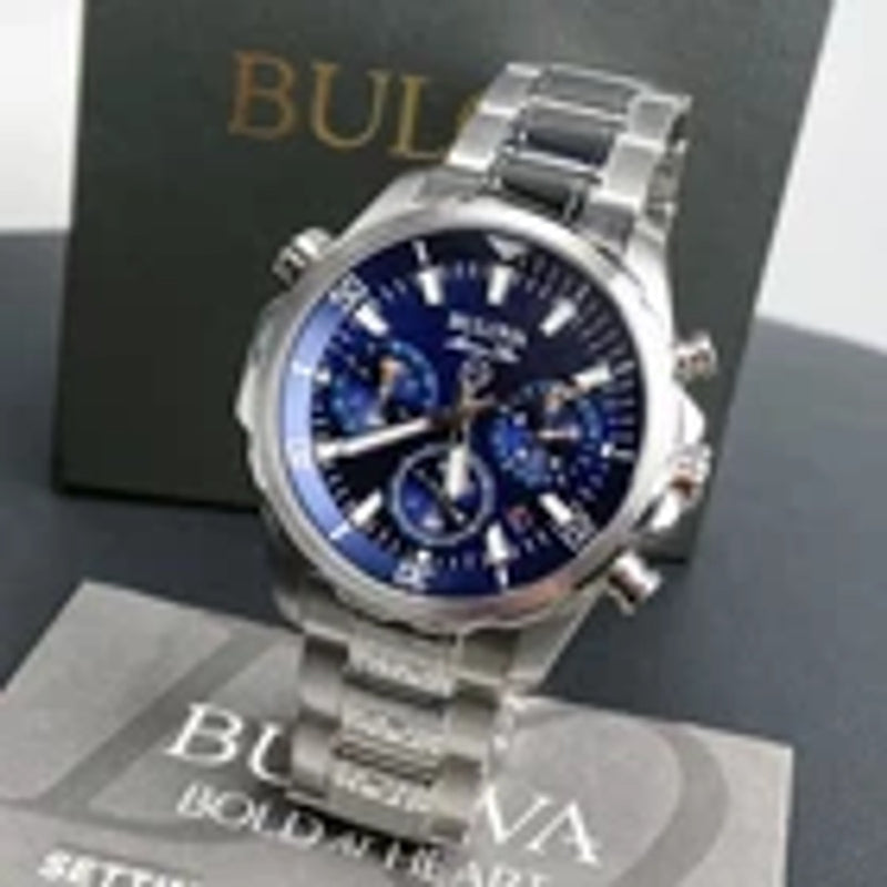 Bulova Men's Bulova Marine Star Blue Dial Chronograph 96B256 Quartz New Watch 43mm