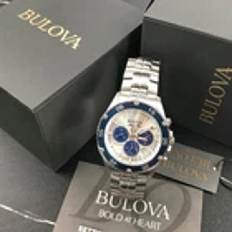Bulova Marine Star 98B423 Chronograph Silver-White Dial Men’s Quartz Watch 41.5M