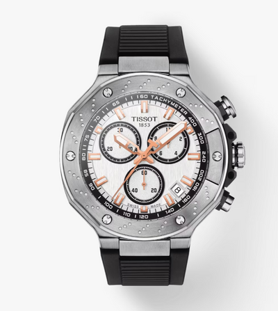 Tissot T-Race Reloj Cronógrafo 45 mm Esfera Blanca Correa Negra T141.417.17.011.00