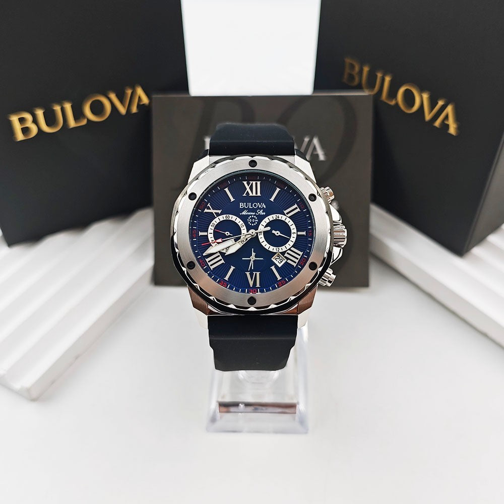 Reloj Bulova Marine Star 98B258 - Esfera Azul, Correa de Goma (44mm)