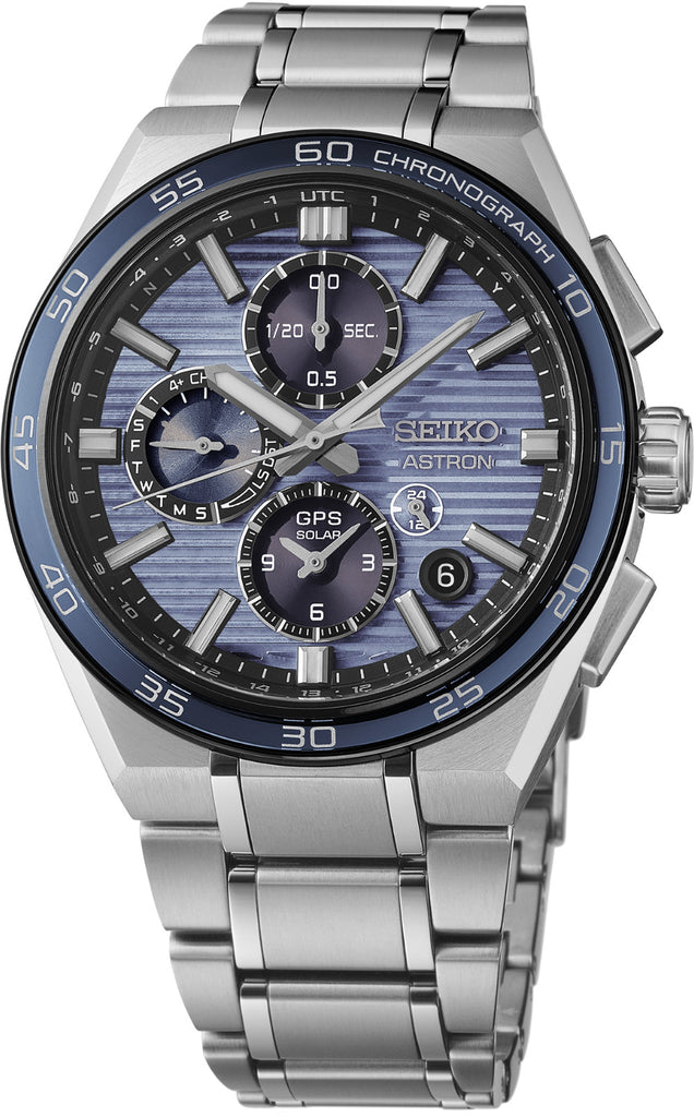 Seiko Astron GPS Solar Cronógrafo SSH175 Titanio Esfera Azul 44 mm