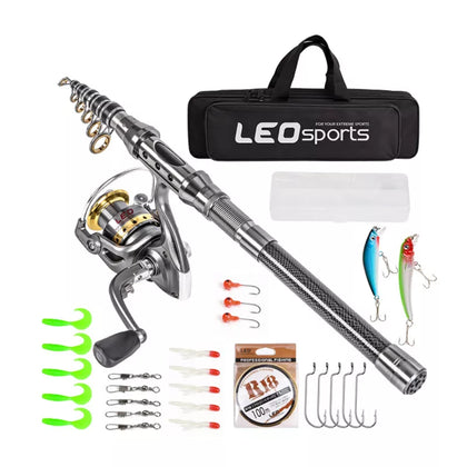 Kit Caña de pescar telescópica portátil y carrete línea de pesca equipo de pesca