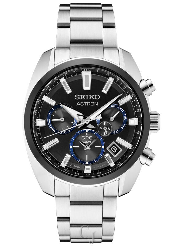 Seiko Astron GPS Solar Dual Time SSH053 Esfera Negra Acero Inoxidable