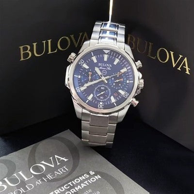 Bulova Men's Marine Star 96B256 Blue Dial Quartz Chronograph Watch 43MM