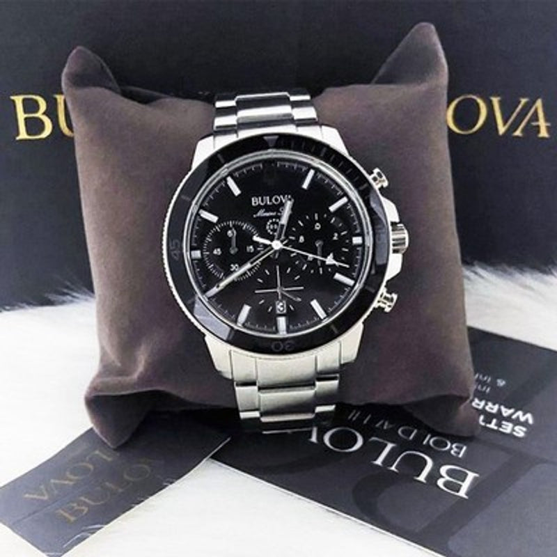 Bulova Series C Black Dial Marine Star Men New 96B272 Chronograph Watch (45MM)