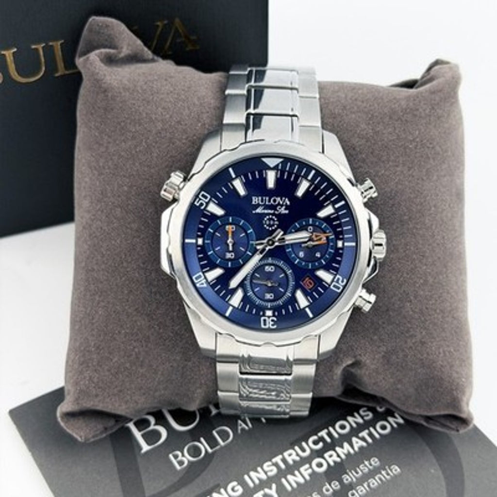 Bulova Marine Star Blue Dial Men's 96B256 Chronograph Quartz Watch 43mm