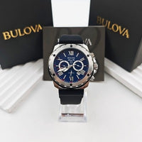 Bulova Marine Star 98B258 Blue Dial Black Rubber Strap Quartz Men's 44mm