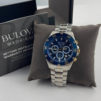 Bulova 98B400 Marine Star Chronograph Blue Dial Quartz Men's Watch 41.5mm