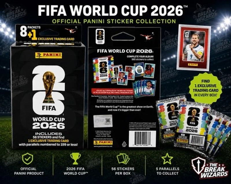Ofertaza, Caja de cromos de fútbol Panini Copa Mundial de la FIFA 2026, 1 tarjeta exclusiva