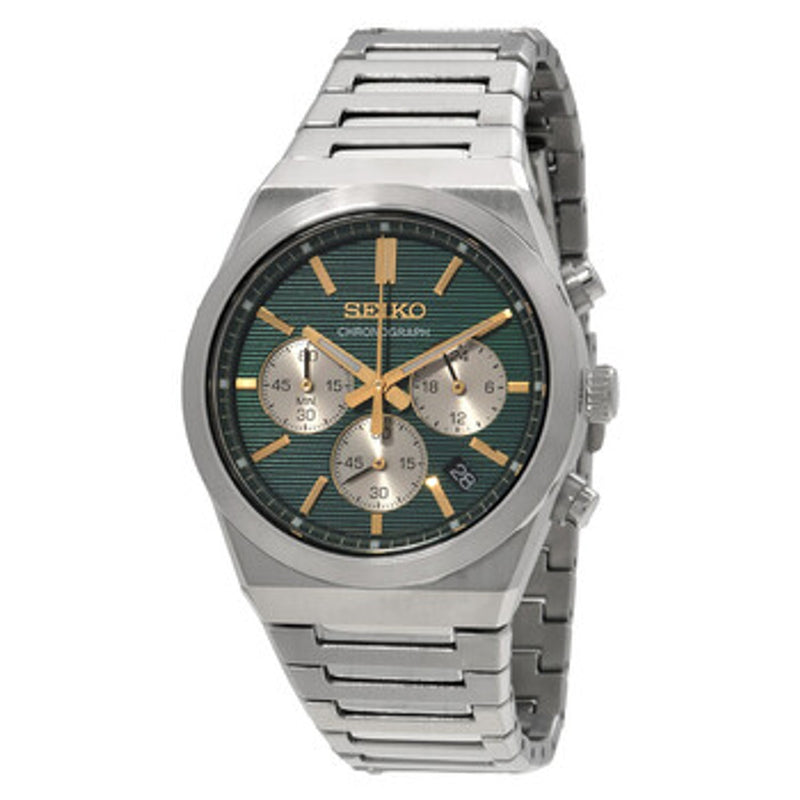Seiko Chronograph Quartz Green Dial Stainless Steel Men's Watch SSB405P1