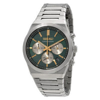 Seiko Chronograph Quartz Green Dial Stainless Steel Men's Watch SSB405P1