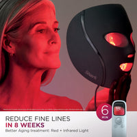 Shark CryoGlow Mascara LED Facial con Enfriamiento Bajo los Ojos, Antienvejecimiento y Reparacion de Imperfecciones, LED Rojo y Azul, Terapia de Luz Infrarroja, USB-C, Control Remoto, FW312PK