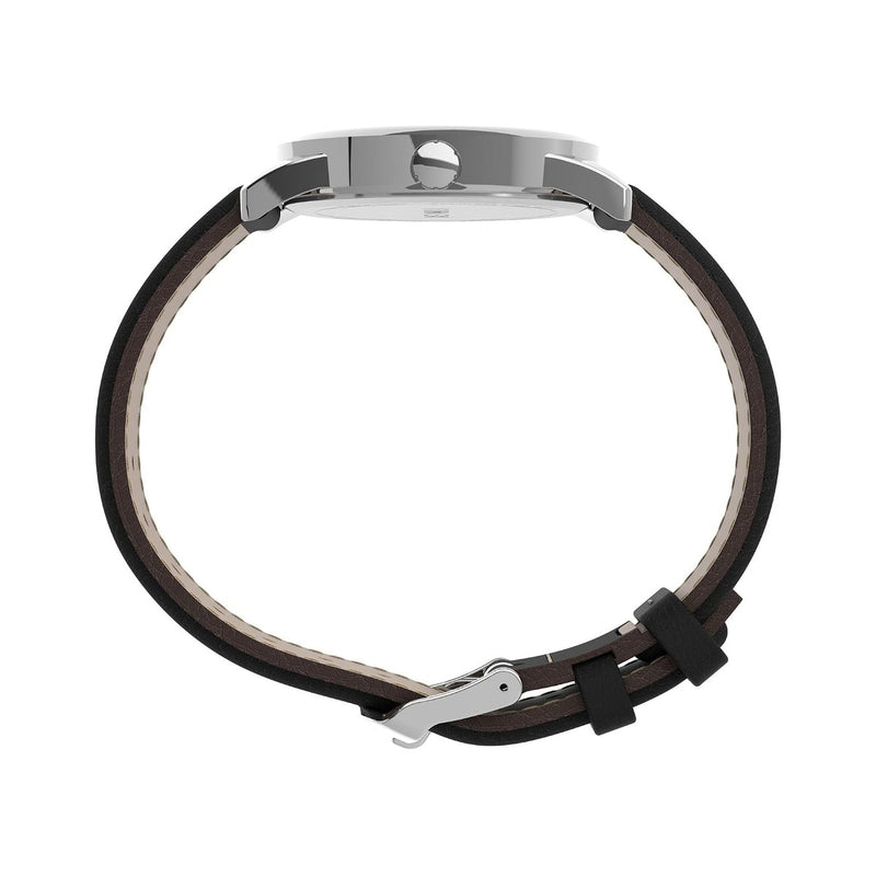 Timex Reloj Easy Reader para hombre en cuero negro, con fecha y luz Indiglo, resistente al agua, con movimiento de cuarzo