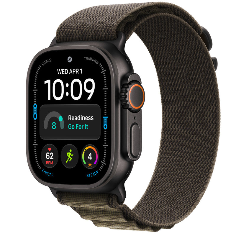 Apple Watch Ultra 4 Black Titanium Alpine Loop Oliva Oscuro - fondo blanco 1000x1000