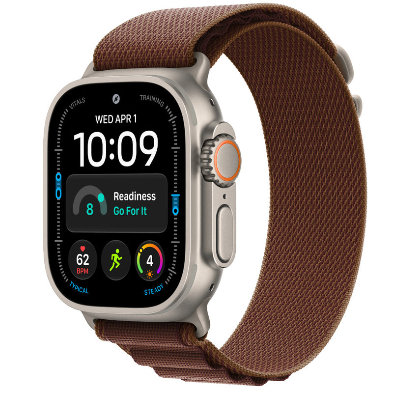 Apple Watch Ultra 4 Natural Titanium Alpine Loop Borgoña - fondo blanco 1000x1000