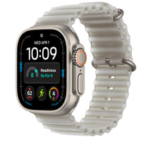 Apple Watch Ultra 4 Natural Titanium Ocean Band Gris Translúcido - fondo blanco 1000x1000