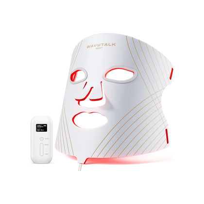 Wavytalk Glow Time - Mascara LED Facial, Terapia de Luz Roja, Azul y Ambar para Anti-Acne y Rejuvenecimiento