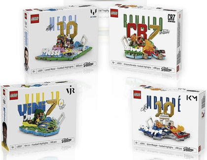 Pack Leyendas del futbol (LEGO Lionel Messi + Lego Cristiano Ronaldo + LEGO Kylian Mbappe + Lego Vinicius Junior)