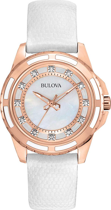 Reloj Bulova 98P119 con Diamantes y Fechero para Dama