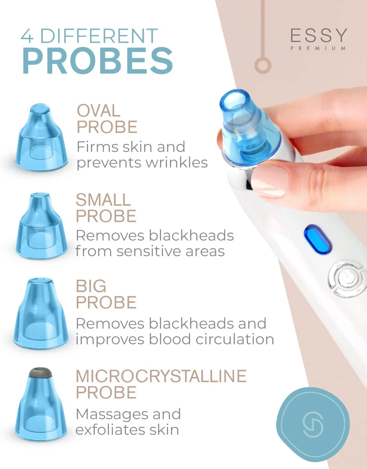Essy Blackhead Remover Facial Cleanser Machine for Pimple Suction (Blue)