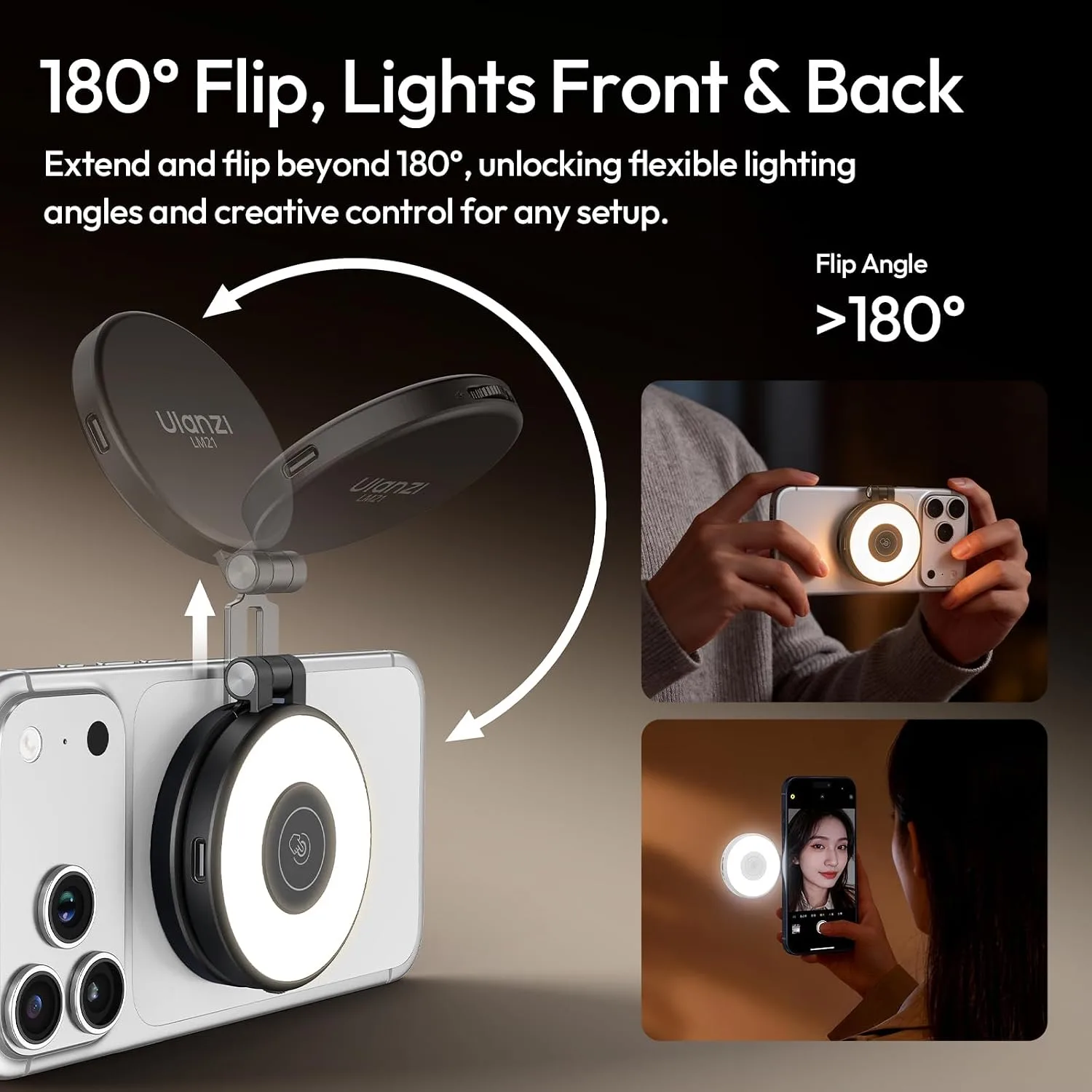 ULANZI LM21 Dual Sided Magnetic Selfie Ring Light for Phone with Magsafe