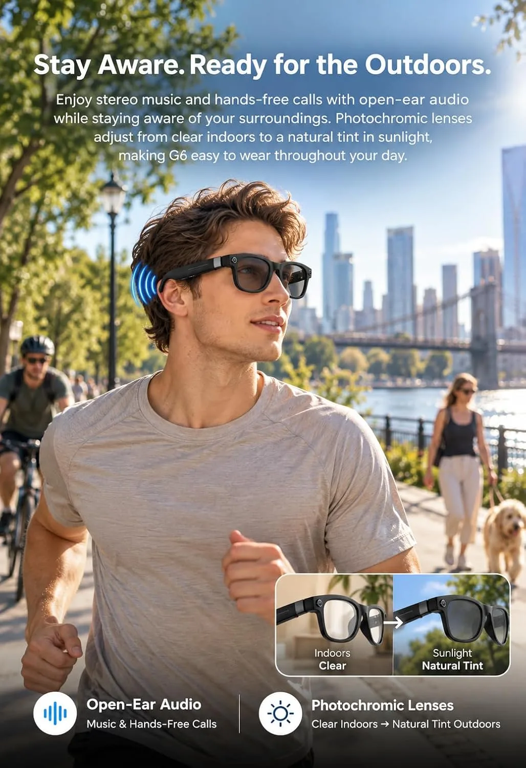 DPVR G6 AI Smart Glasses with Camera and Bluetooth, 8MP Smart Sunglasses