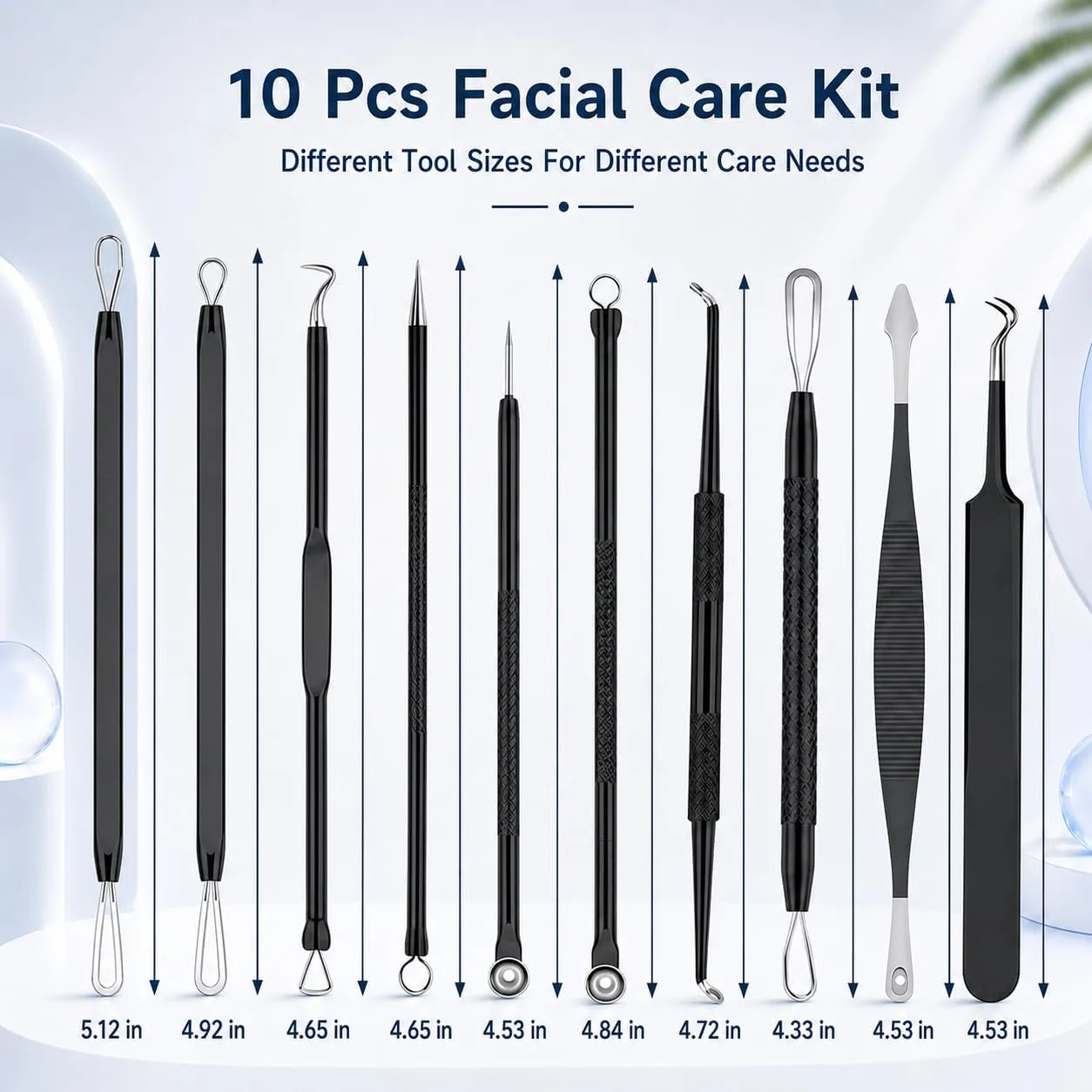 MENOLY Pimple Popper Tool Kit 10 Pcs Blackhead Remover Tool Zit Popper for Blemish, Pimple Comedone Extractor Acne Tool for Blackheads, Acnes, Whiteheads Nose Face Tools with Leather Bag