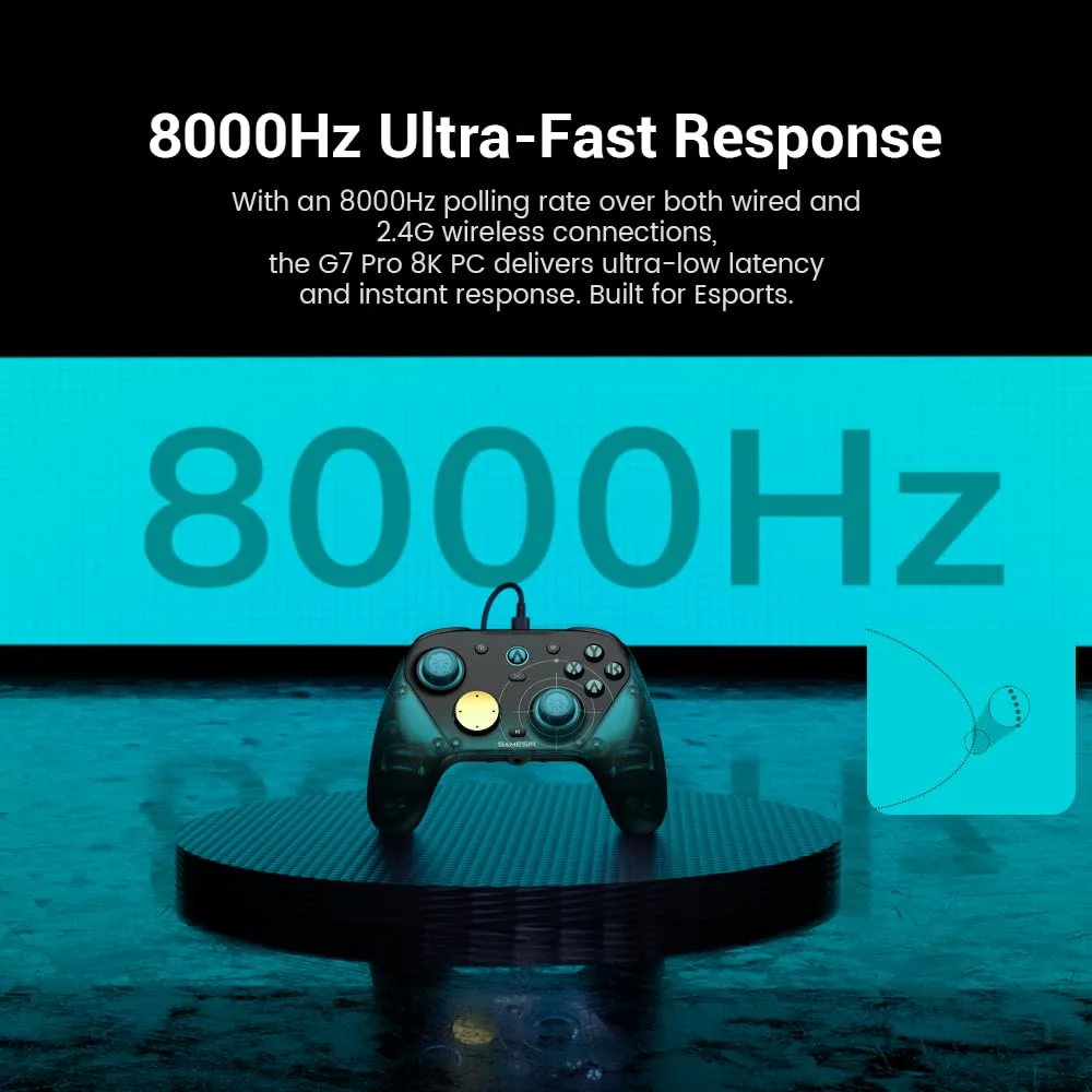 GameSir G7 Pro 8K PC Wireless Controller, Aimlabs Edition – 8000Hz Polling Rate Wired & 2.4G, TMR Joysticks Anti-Stick Drift, Hall Effect Analog Triggers, Esports Gamepad for Windows PC with 3.5mm Audio