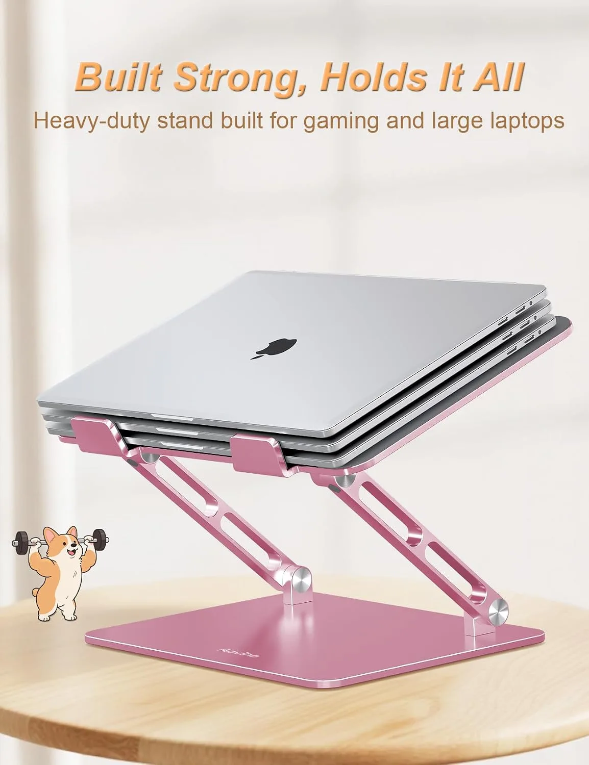 Aoviho Aluminum Laptop Stand for Desk Fit for All 10"-17.3" Laptops, Pink