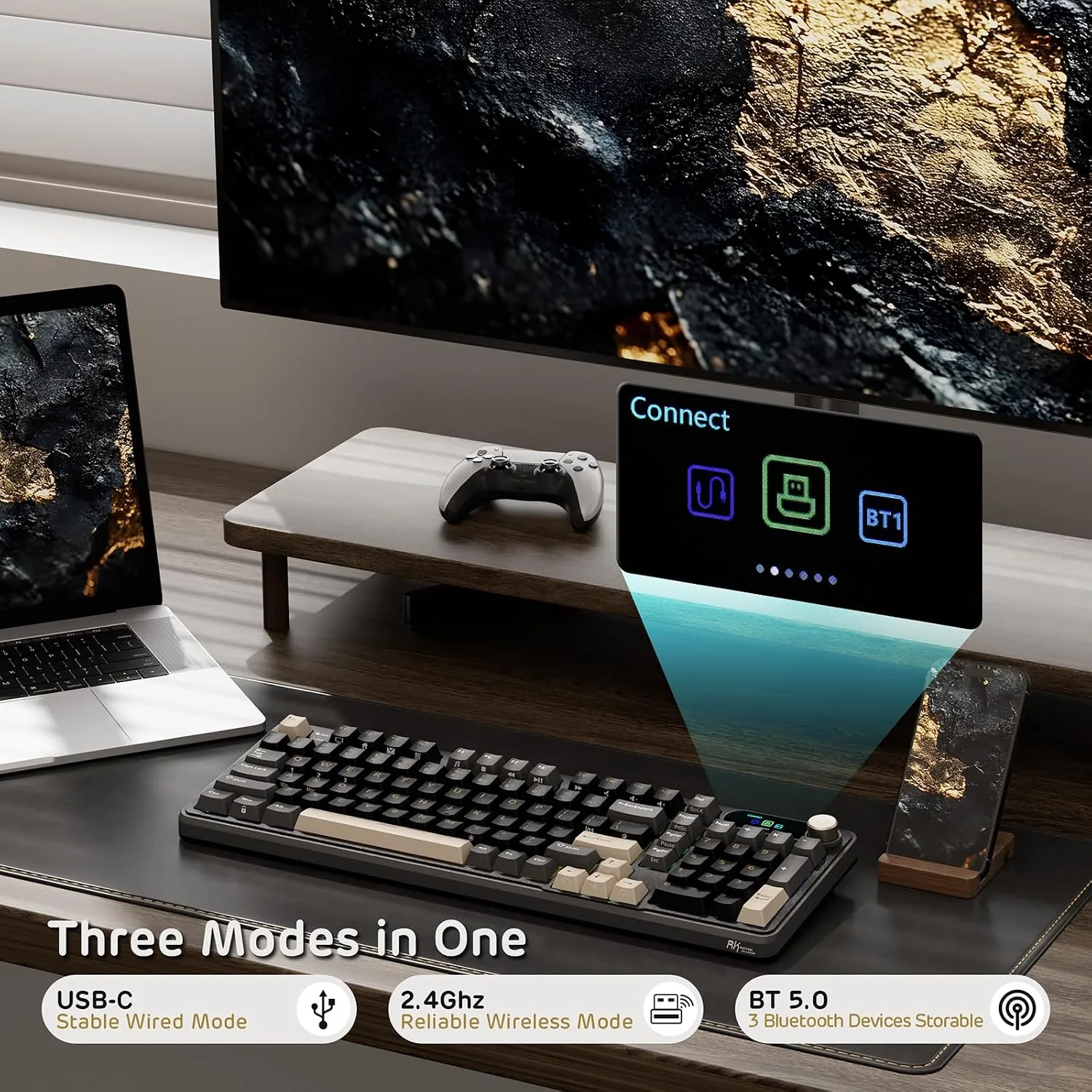 RK ROYAL KLUDGE S98 Wireless Mechanical Keyboard w/Smart Display & Knob